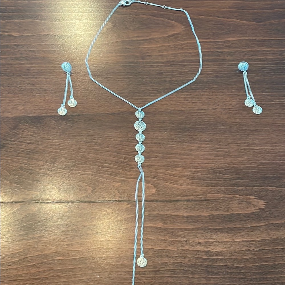 Brighton Silver Necklace and Earring Set with Intricate Discs